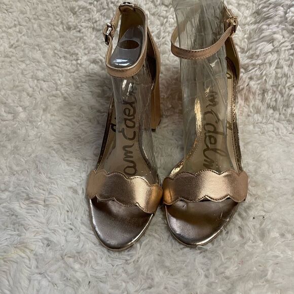 Sam Edelman Odile leather Rose gold Block Heels ankle strap Sandals size 10M - Picture 5 of 13
